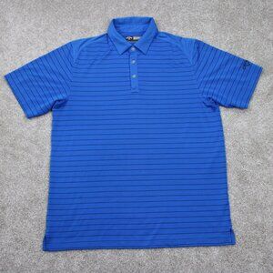 Callaway Opti-Dri Polo Shirt Mens Large Blue/Black Striped Polyester S/S Golf
